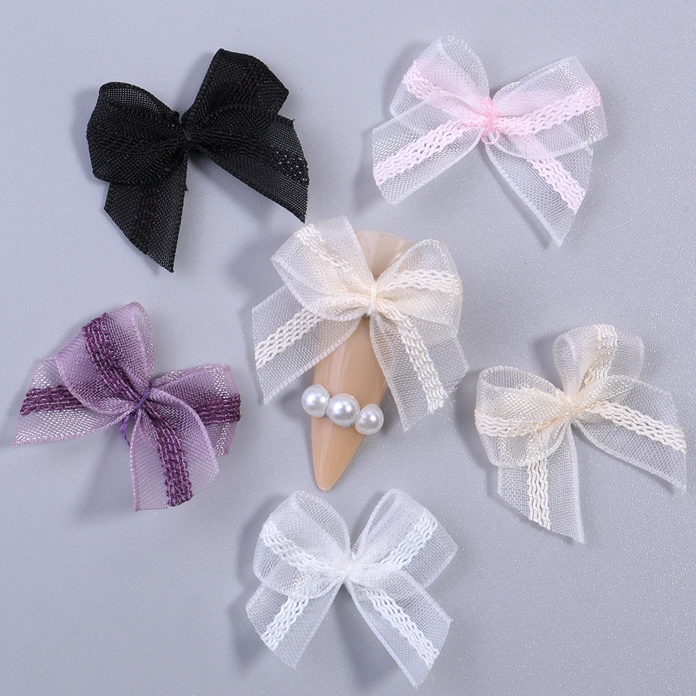 

30/60pcs Mix Lace Satin Ribbon Bows 25mm Color Hand Bow-knot Tie Small Bows for DIY Headwear Nail Crafts Party Decor Accessories