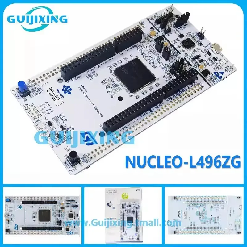 The off-the-shelf NUCLEO-L496ZG uses the STM32L496ZGT6 microcontroller STM32 Nucleo-144 development board