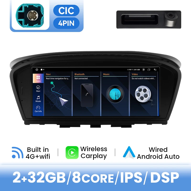 8-core Android 14 draadloze Carplay en Android Auto multimediaspeler voor BMW 5/3 Serie E60 E61 E63 E64 E90 E91 E92 CCC CIC DSP