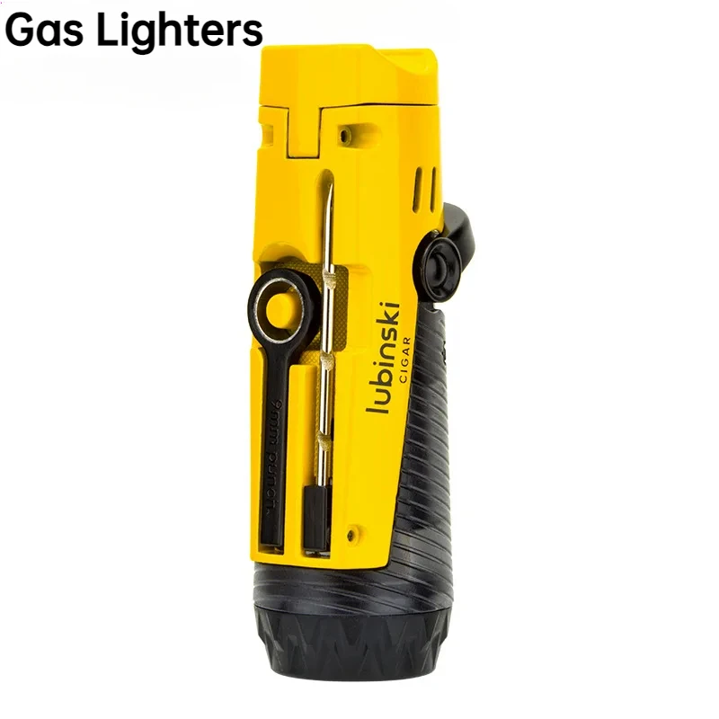 

Cigar Specific Gas Lighter Direct Spray Inflatable Lighter with Cigar Scissors Multifunction Metal Windproof Lighter Men's Gift