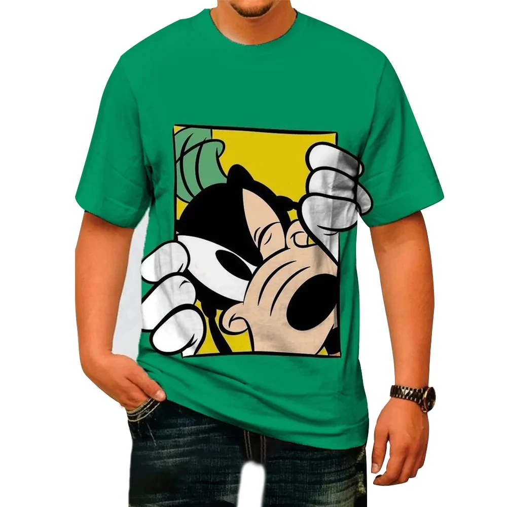 Disney Goofy Summer Men Funny Print T-Shirt Cartoon Print Tops Tees Fashion Short Sleeve Clothing Male Daily Casual Streetwear