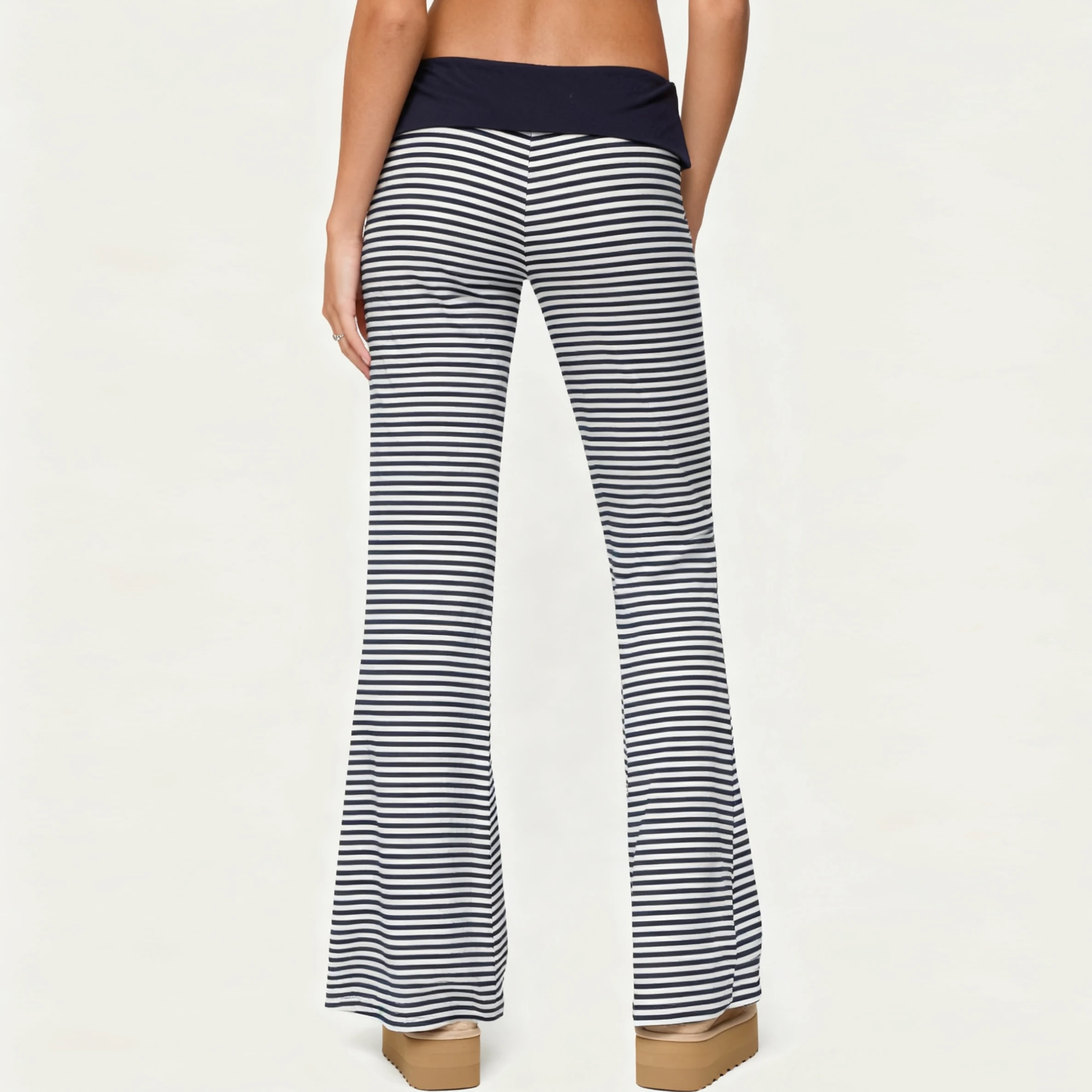 سراويل اليوغا النسائية للفتيات سراويل مخططة غير رسمية فوق الخصر المنخفض سراويل مضيئة أنيقة للخروج سراويل ركض للياقة البدنية #4