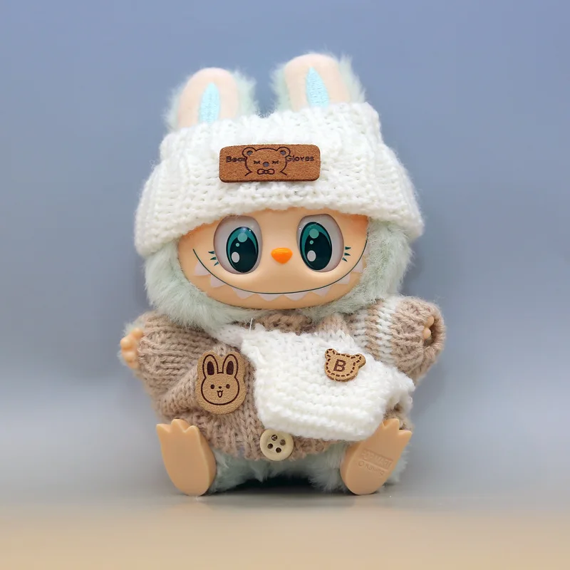 

Labubu pendant button knitted sweater Labubu hat packet vinyl doll replacement baby clothes set blythe doll clothes barbie shoes