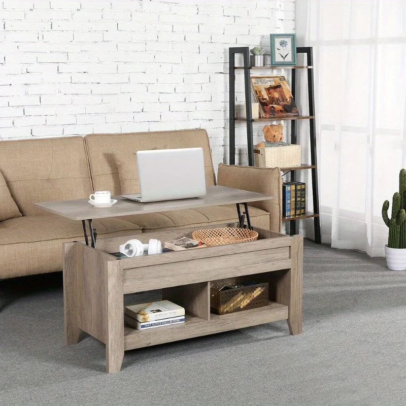 Lift Top Coffee Table w/Hidden Storage Compartment Open Shelf for Living Room