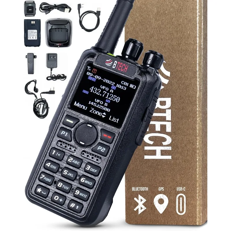 DMR-6X2 PRO DMR & Analog Two-Way Radio (Bluetooth + GPS) USB-C Battery – 7W VHF/UHF (136-174MHz & 400-480MHz)