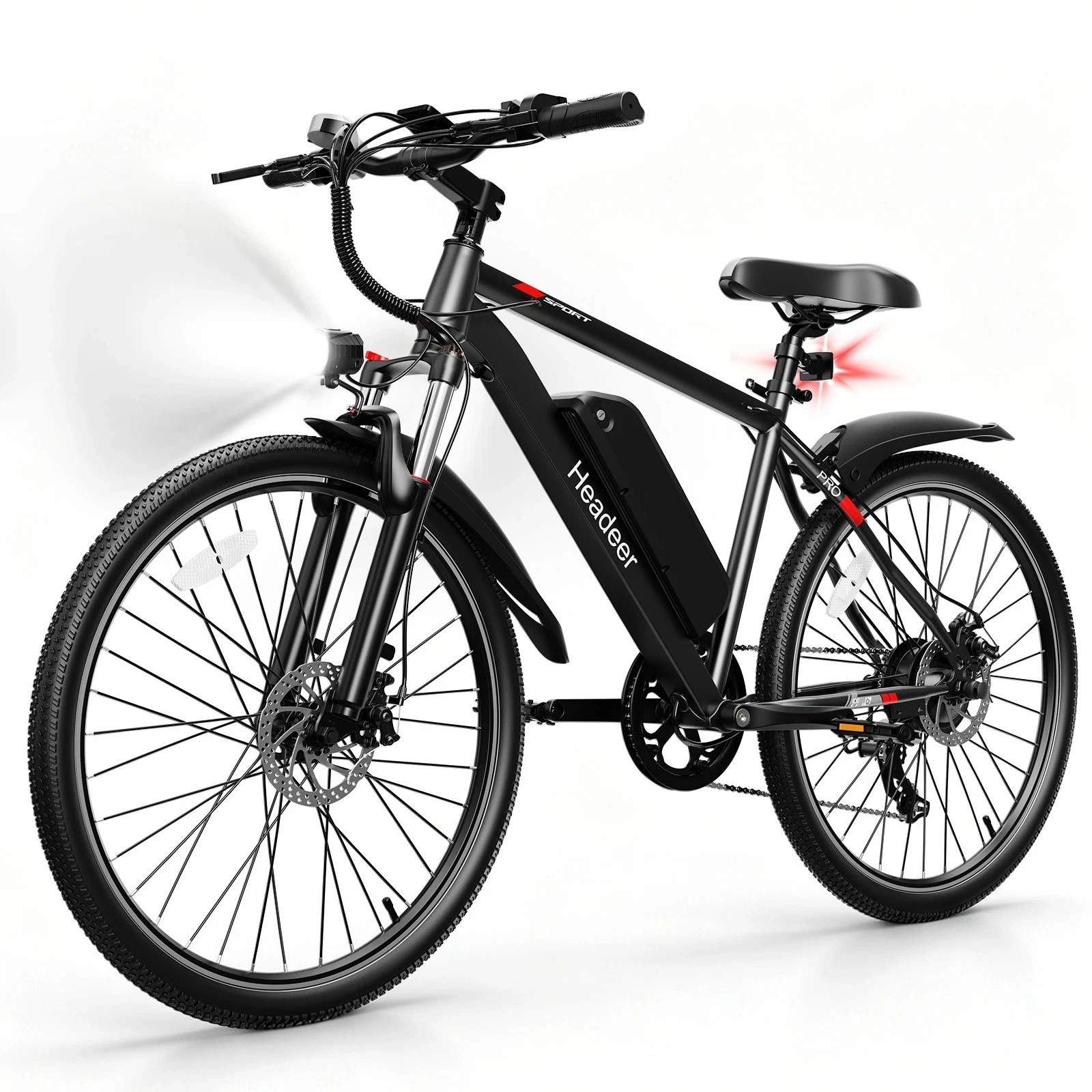 HEADEER BK1350 City E-Bike 48V15Ah Abnehmbarer Akku 80 km Reichweite 26'' Luftreifen Urbanes Pendeln Reise E-Bike für Jugendliche und Erwachsene mit App, Gepäckträger, Elektrische Hupe