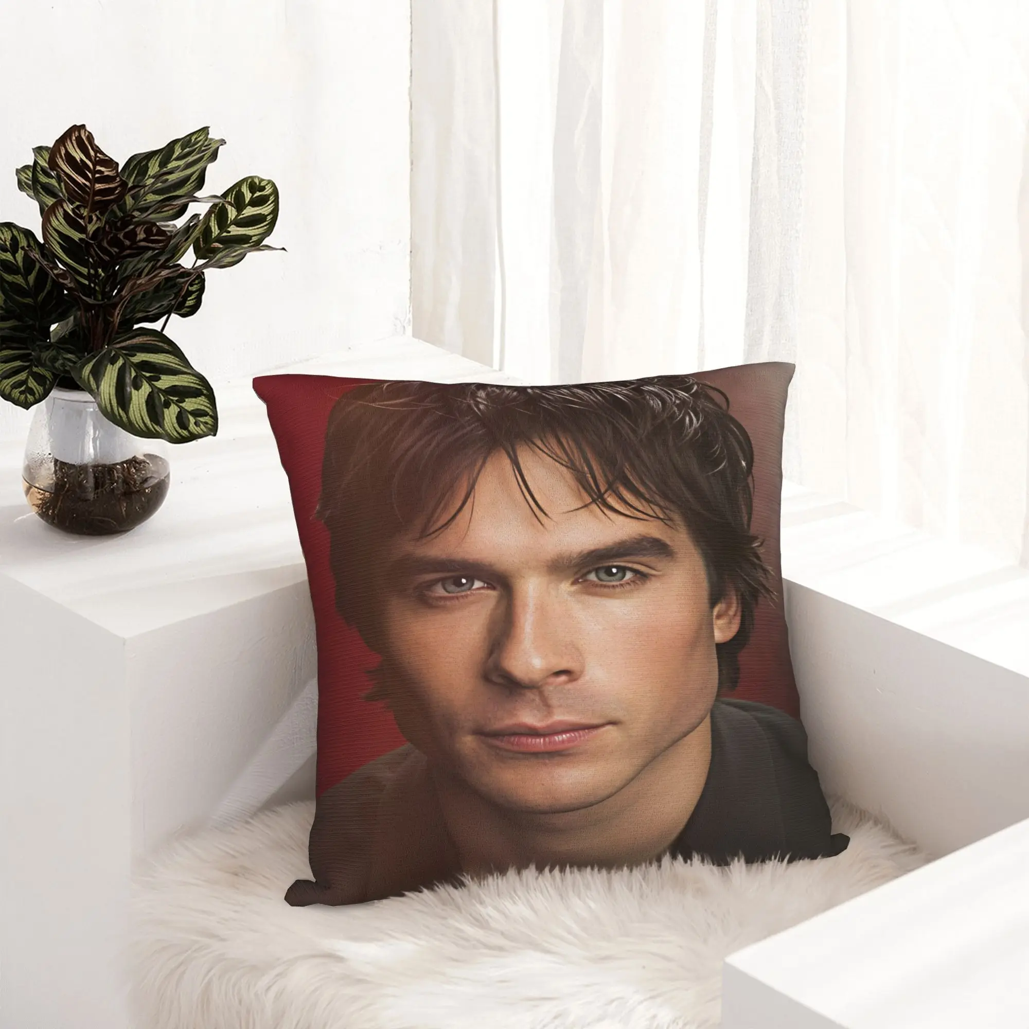 VIKAMA Vampire Diaries Damon Portrait Pillow Case  Kawaii Pillow Cover Design Pillowcases For Wedding Party Home Decor