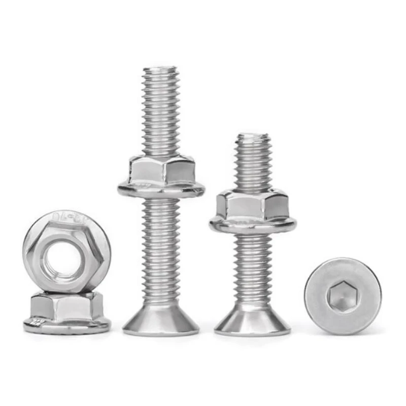 4-60Sets 304 Stainless Steel Countersunk Hexagonal Screw Nuts Combination Kit Furniture Hardware M2.5 M3 M4 M5 M6 M8 M10 M12