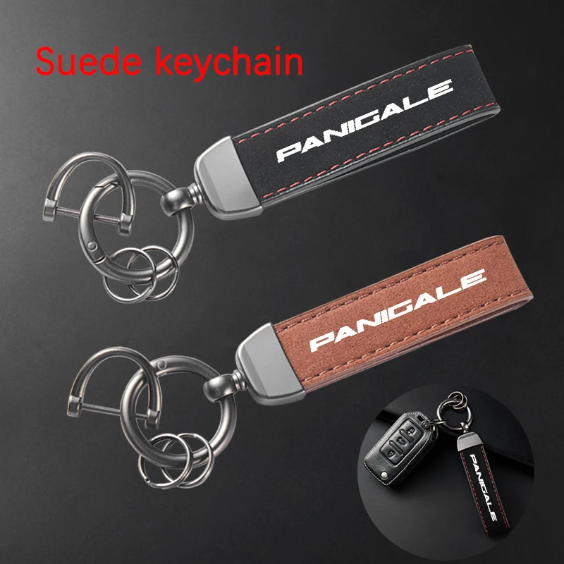High-Grade Leather Suede Keychain Motorcycle Keyring For Ducati Panigale 899 959 1299 1199 S R G V4 KN Accessories