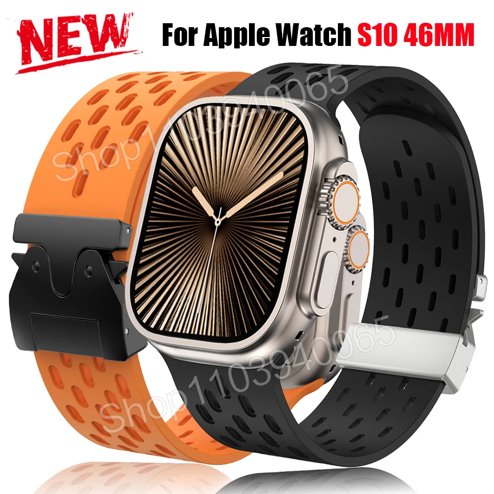 Silicone Strap for Apple watch 10 46MM Band For iWatch Series 9 8 SE 7 6 5 Ultra 49mm 45mm 44mm 42mm 40mm 41mm Bracelet Correa
