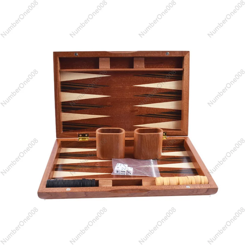 High-End Wooden Backgammon Set with Storage Box Board Game Classic Strategy Tabletop Game Gift Set