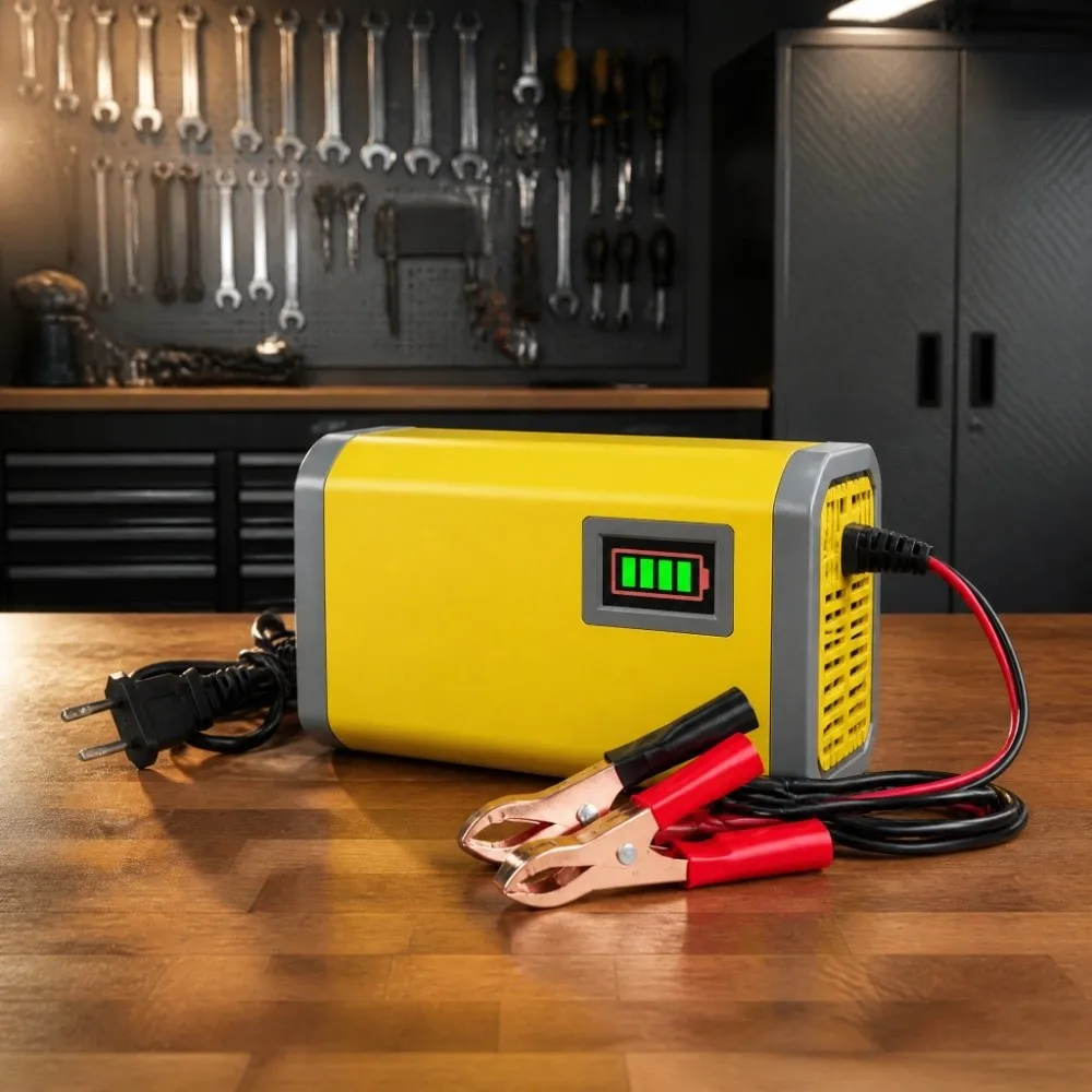12V Smart Battery Charger LCD Display Power Display Battery Maintainer 2 Amp Multifunctional Automobile Battery Charger