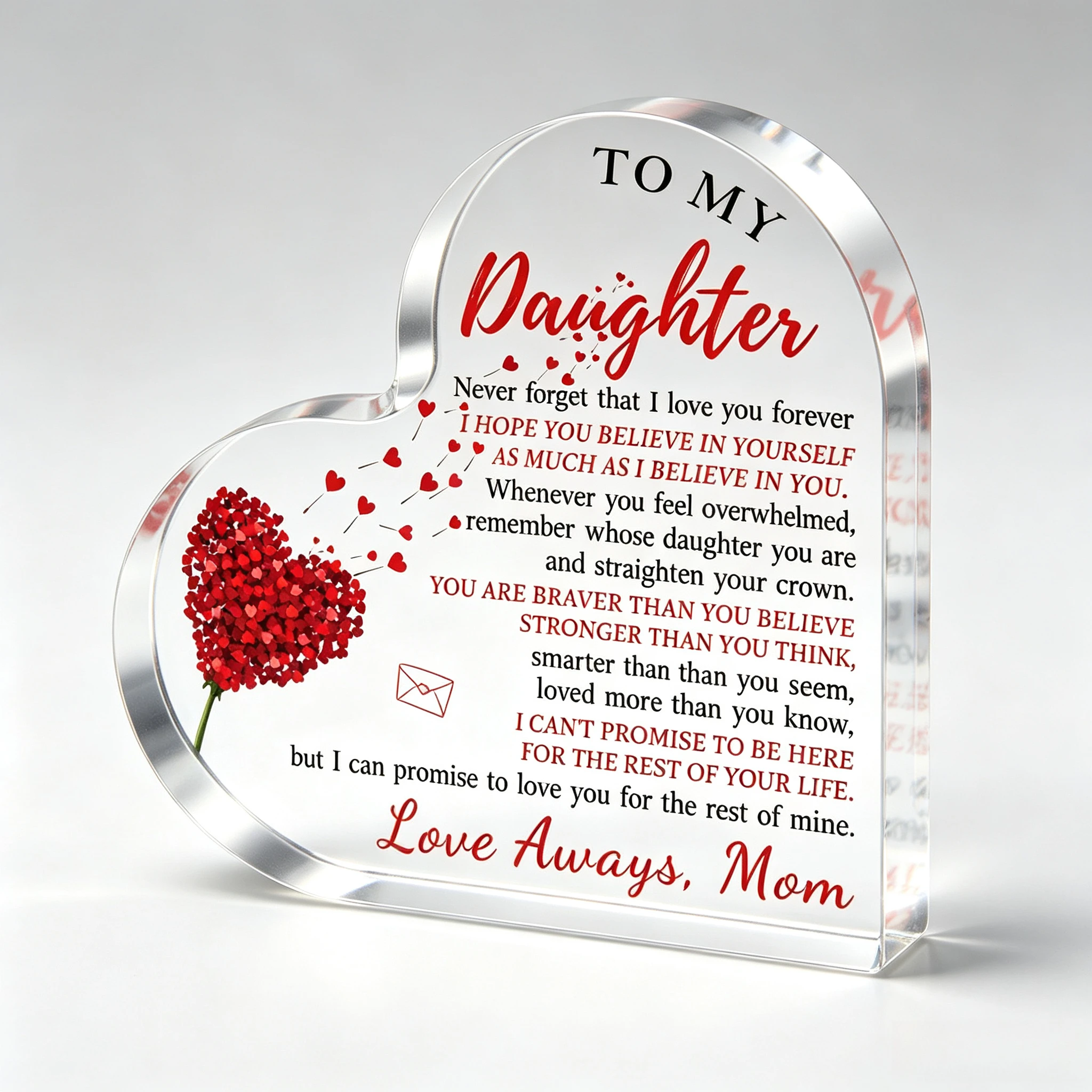 Romantic Red Heart‑Bouquet Heart‑Shaped Acrylic Ornament, Sentimental Birthday Graduation Present from Mom