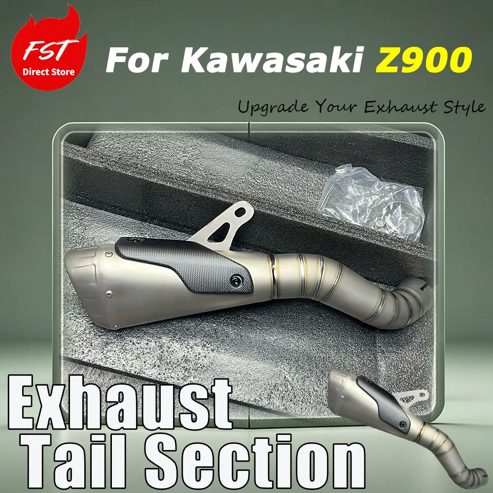 For Kawasaki Z900 FST Titanium Alloy Exhaust End Tip Matched Stock Diameter Slip-On No Cutting Modified Parts