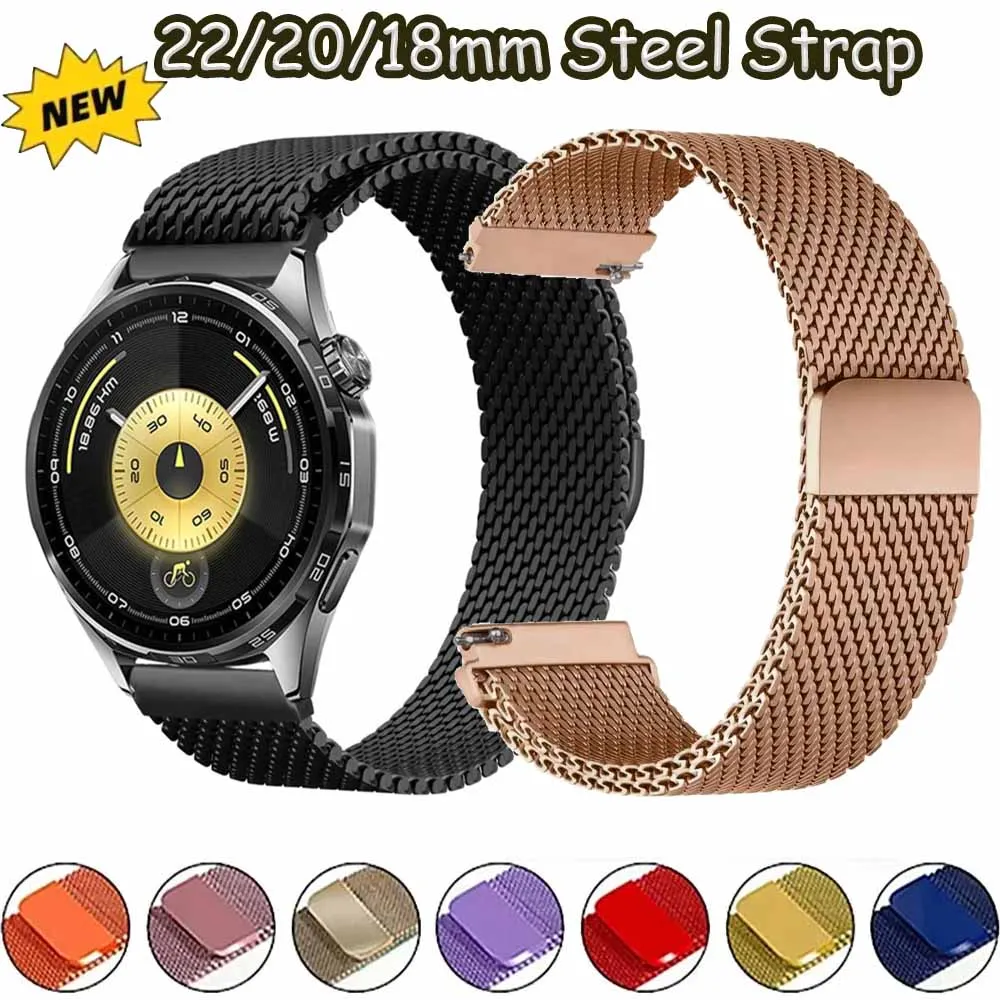 22/20/18mm Milanaise-Armband für Huawei Watch GT7-6-5-4 Pro 46/41mm Metall-Magnetarmband Amazfit Active Max/Balance 3 Zubehör