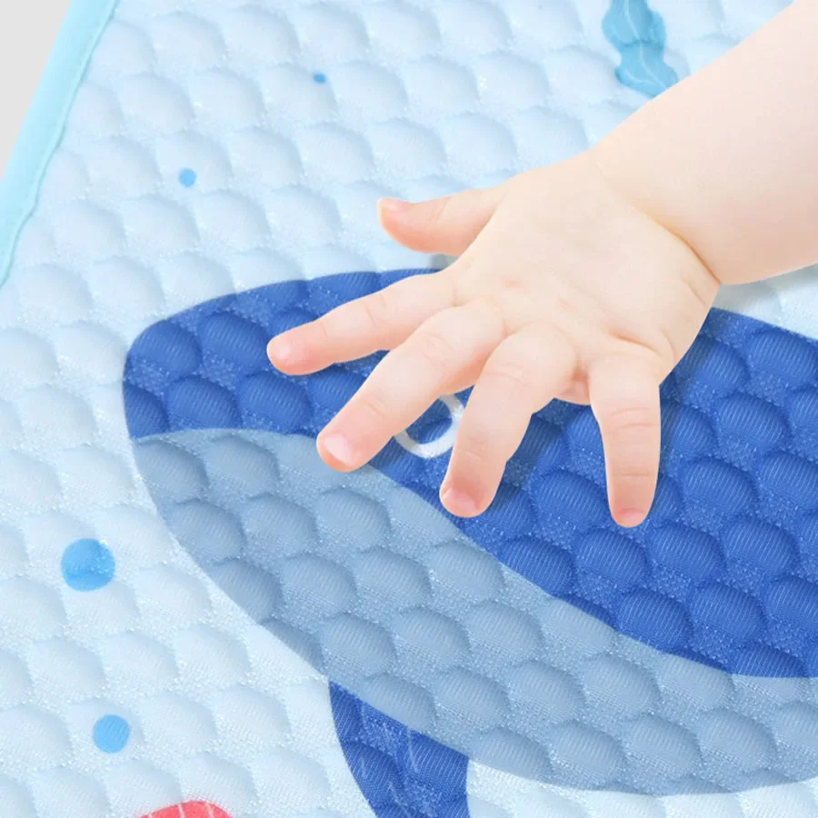 유아용 만화 유모차 시트 쿠션, 아이스 실크 통기성 메쉬, 세척 가능, 0-3 세 유아용 범용, 여름