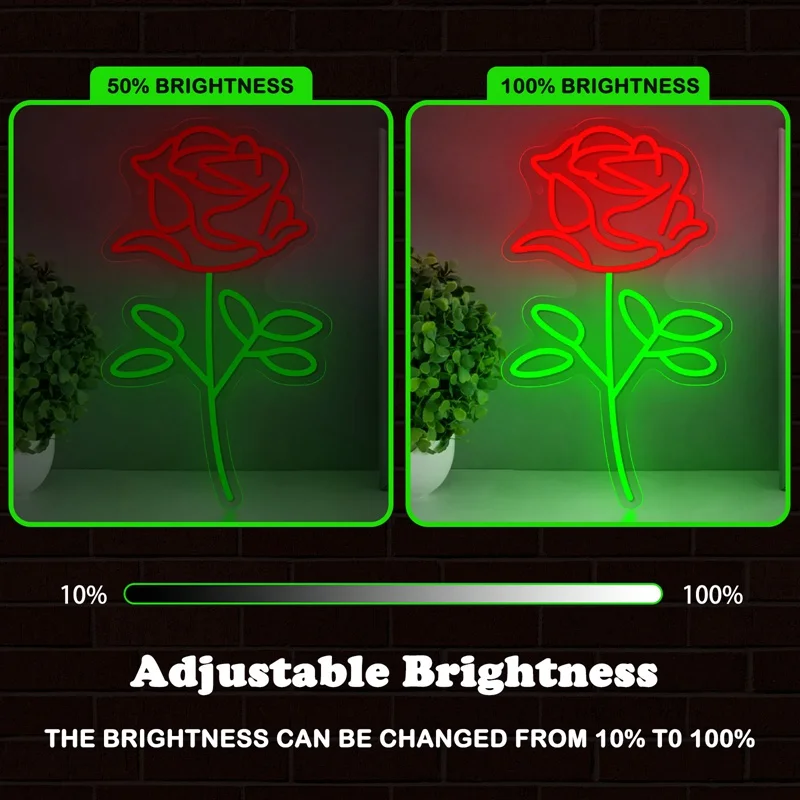 Rose Flowers LED Neon Light Sign Acrylic Neon Sign USB For Home Bedroom Living Room Bar Party Wedding Wall Art Decor Night Lamp