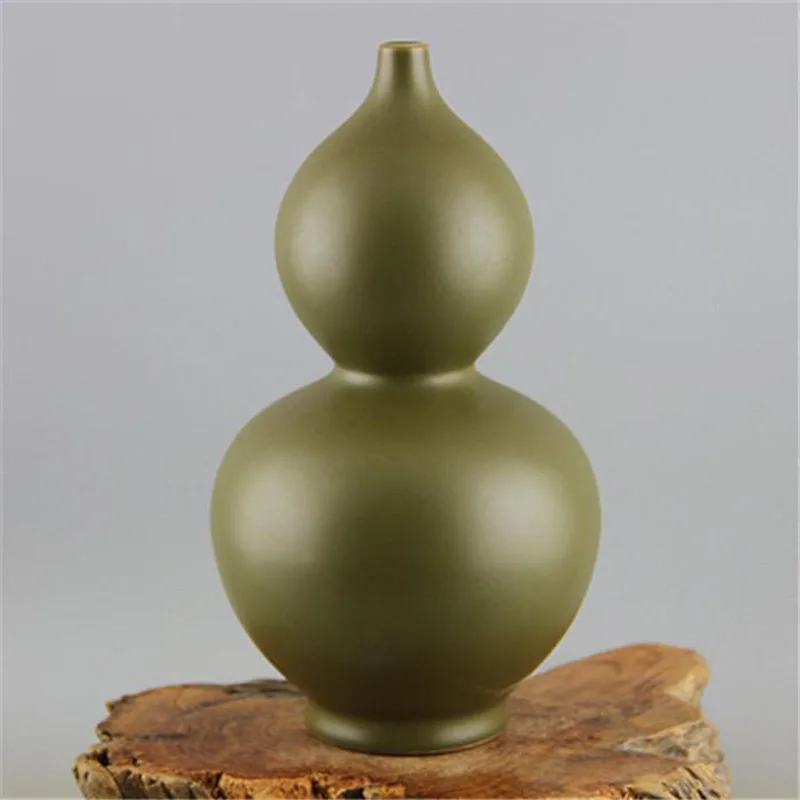 Replica of the Qing Dynasty Yongzheng tea-leaf glaze gourd vase vase antique porcelain antique vintage ornaments
