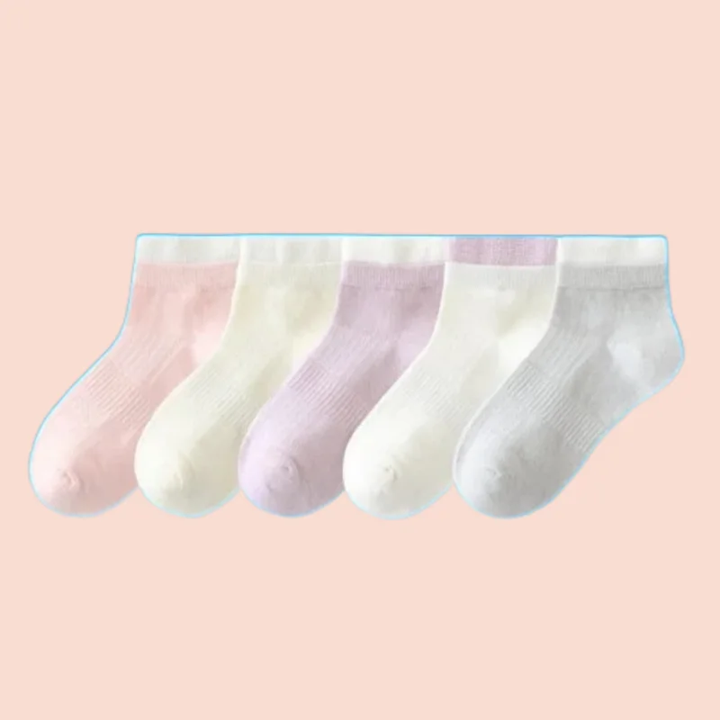 5/10 Paar cremefarbene Baumwoll socken Studenten socken Mädchen Socken Mädchen All-Match atmungsaktive Mesh Sommer einfarbige Socken