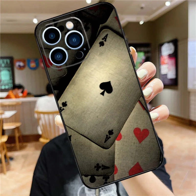 Spades Poker Play Cards Ace Art Phone Case For iPhone 11 12 13 14 16 15 Pro Max Mini XS X XR 7 8 Plus Soft Cover Shell