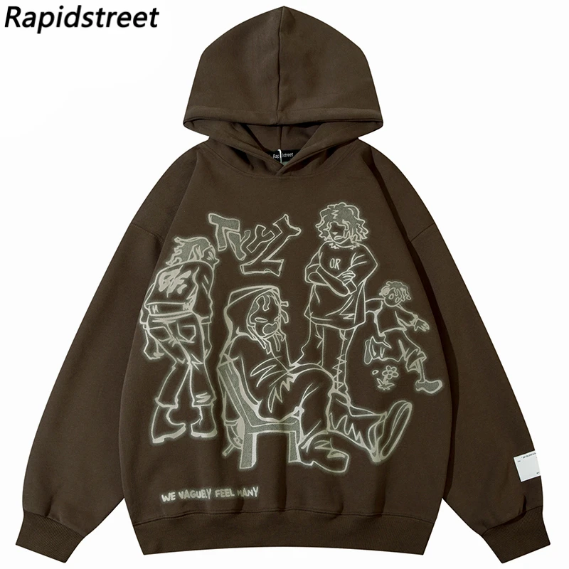 Hip Hop Streetwear Hoodie Sweatshirt Japanese Anime Cartoon Graphic Hoodie Pullover Men Harajuku Cotton Hooded Sweat Shirt Pink