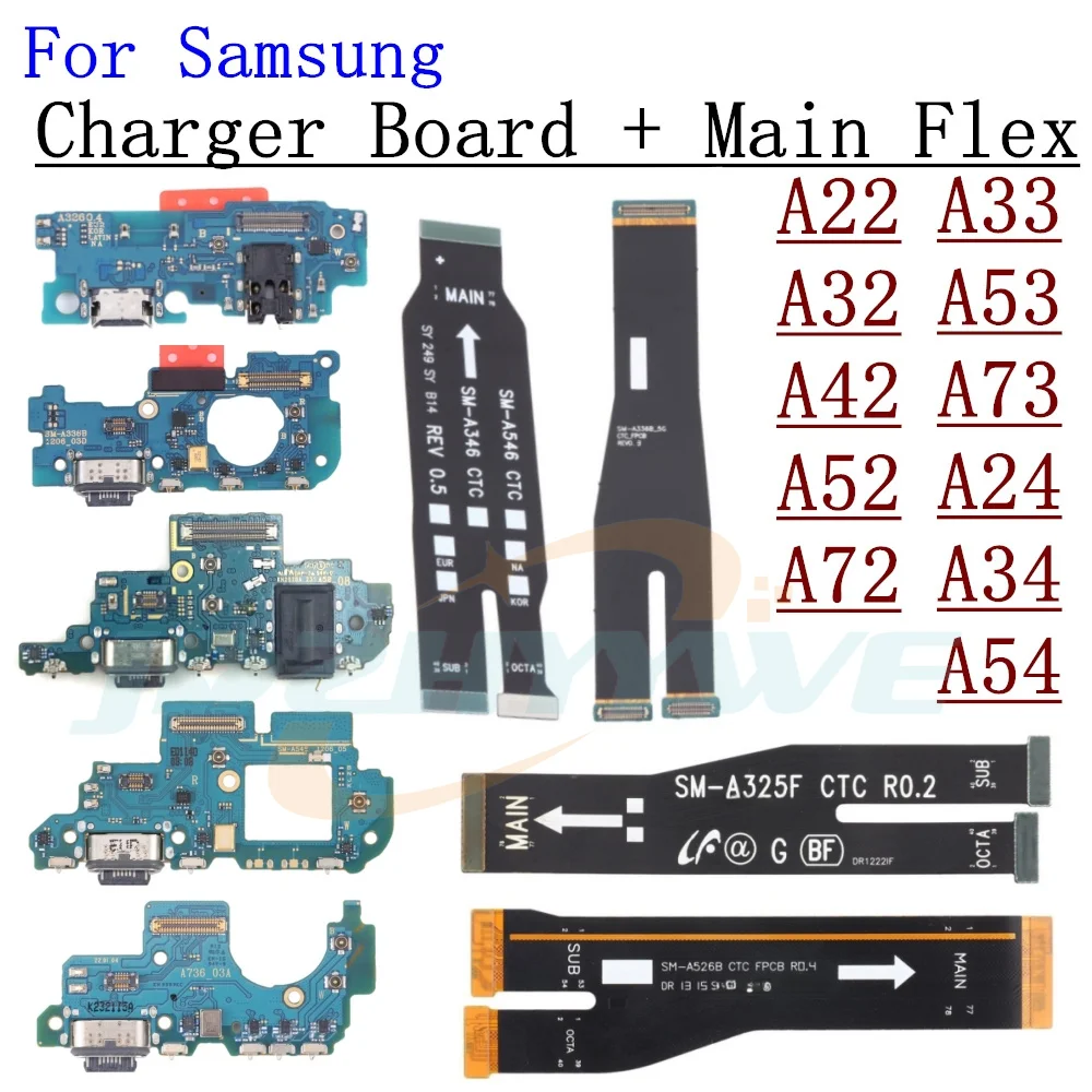 Szybka ładowarka USB do Samsung Galaxy A33 A53 A73 A54 A34 A24 A22 A32 A42 A52 A72 5G główna płyta główna Flex Cable