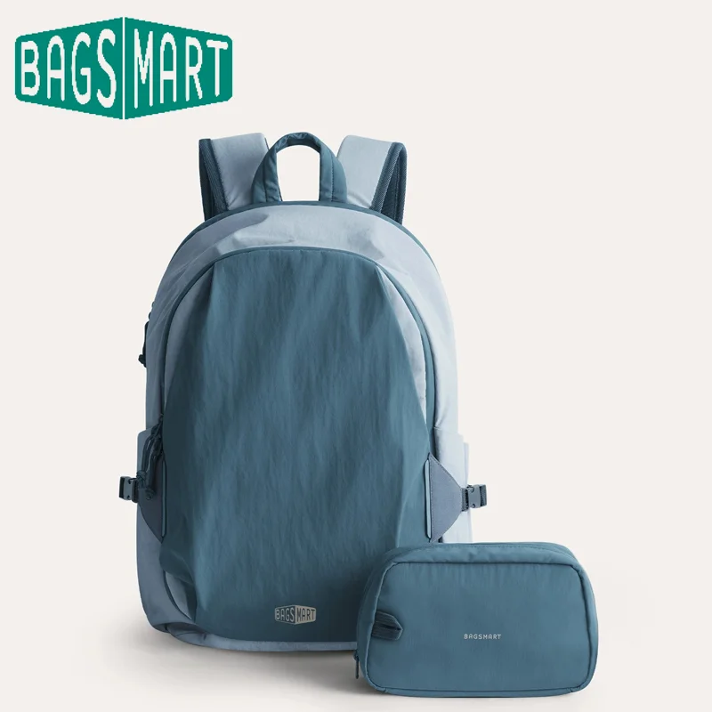Mochila de viaje BAGSMART 25L con bolsa de aseo desmontable 180 ° Mochila para computadora portátil con apertura, avión repelente al agua debajo del asiento