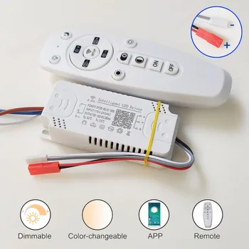 Pilote LED Intelligent 2.4G, télécommande, application, transformateur à couleur variable, pour lustre à bande LED (20-40-60-80W) X2