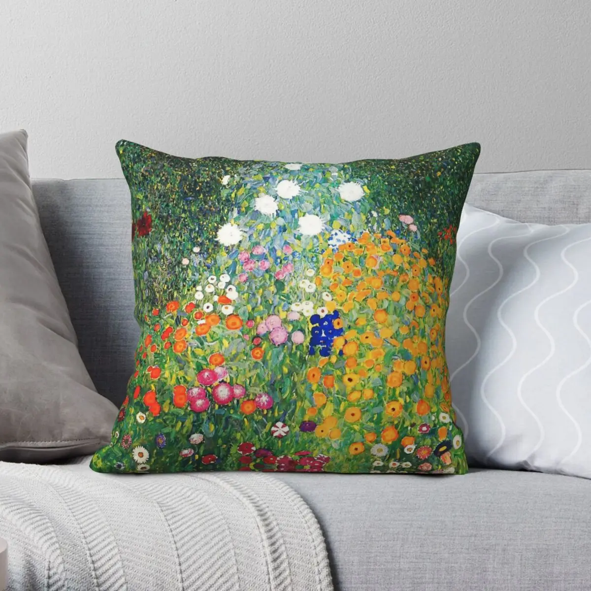 Gustav Klimt Flower Garden Square Pillowcase Polyester Linen Velvet Printed Zip Decor Pillow Case Car Cushion Cover