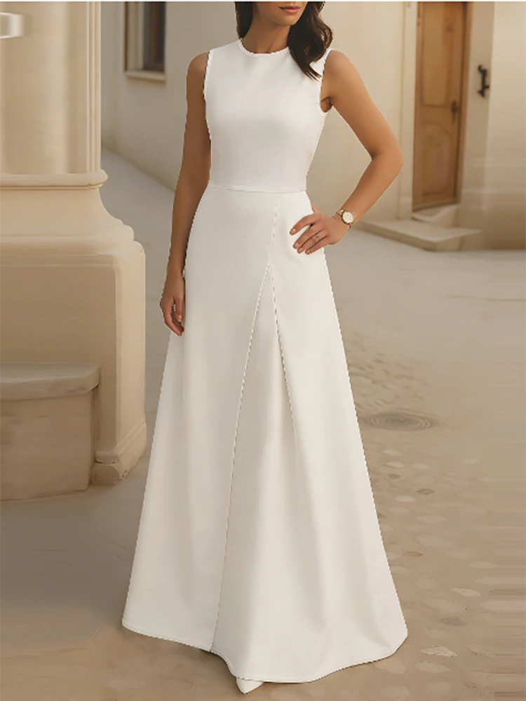 

2026 spring/summer new elegant daily solid color set temperament sleeveless top+skirt casual two-piece set