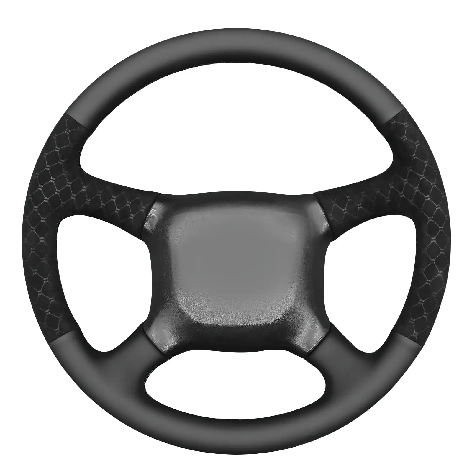 

Hand-Stitched Real Leather Steering Wheel Cover With Honeycomb Grip For Chevrolet Trucks And SUVs