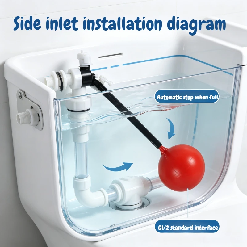 Rust Proof Toilet Tank Accessories Lightweight Float Ball Water Inlet Valve Wear Resistant Filling Valves Silent Toilet Parts