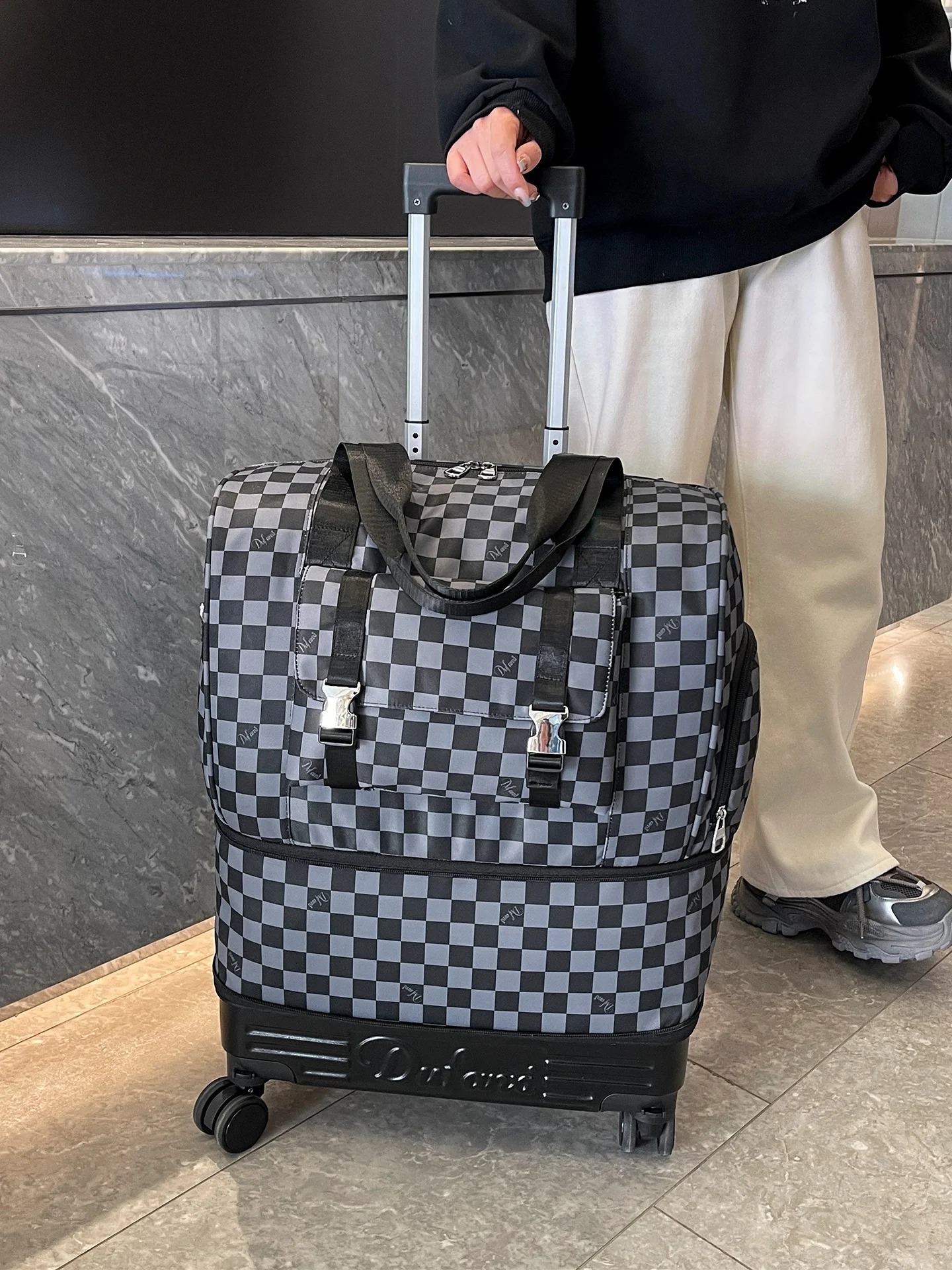 large-capacity-travel-bag-with-pull-rod-single-shoulder-handbag-unisex-oxford-cloth-fashion-trend-young-people's-travel-bag