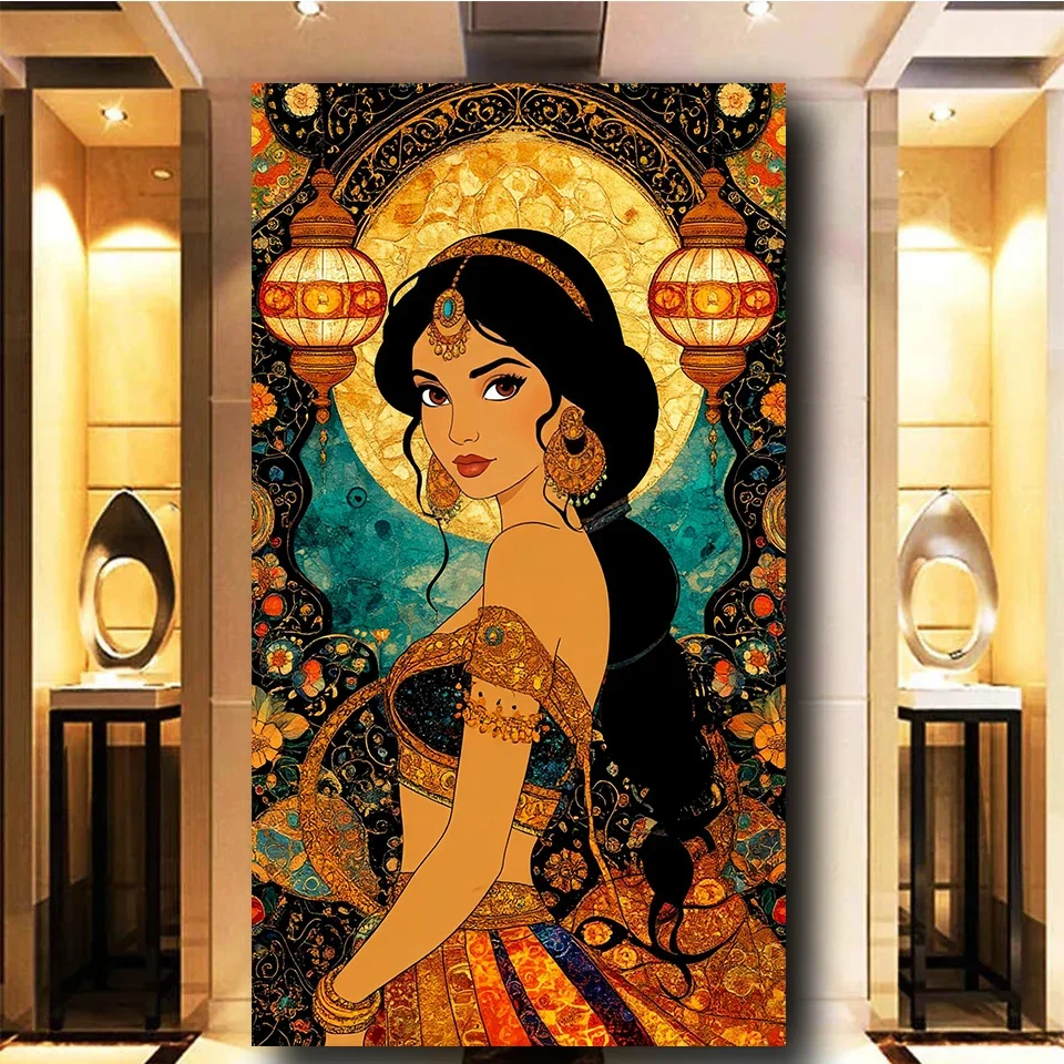 Vibrant Beautiful Princess Diamond Art Diy Diamond Painting Kit Full Square Round Mosaic Craft Kit with Portrait Home Decor