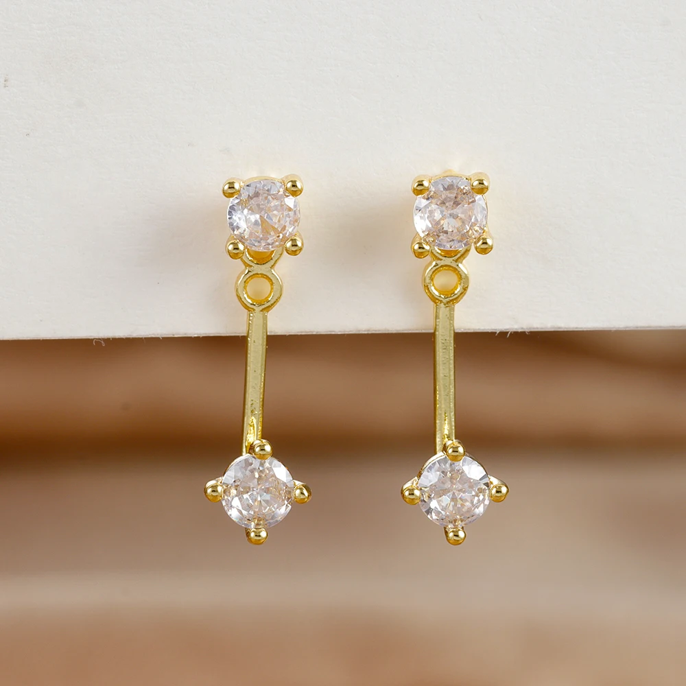 2PCS Exquisite Short Tassel Pendant Earrings for Women Trendy Cubic Zirconia Stud Earring Party Wedding Jewelry Accessories Gift