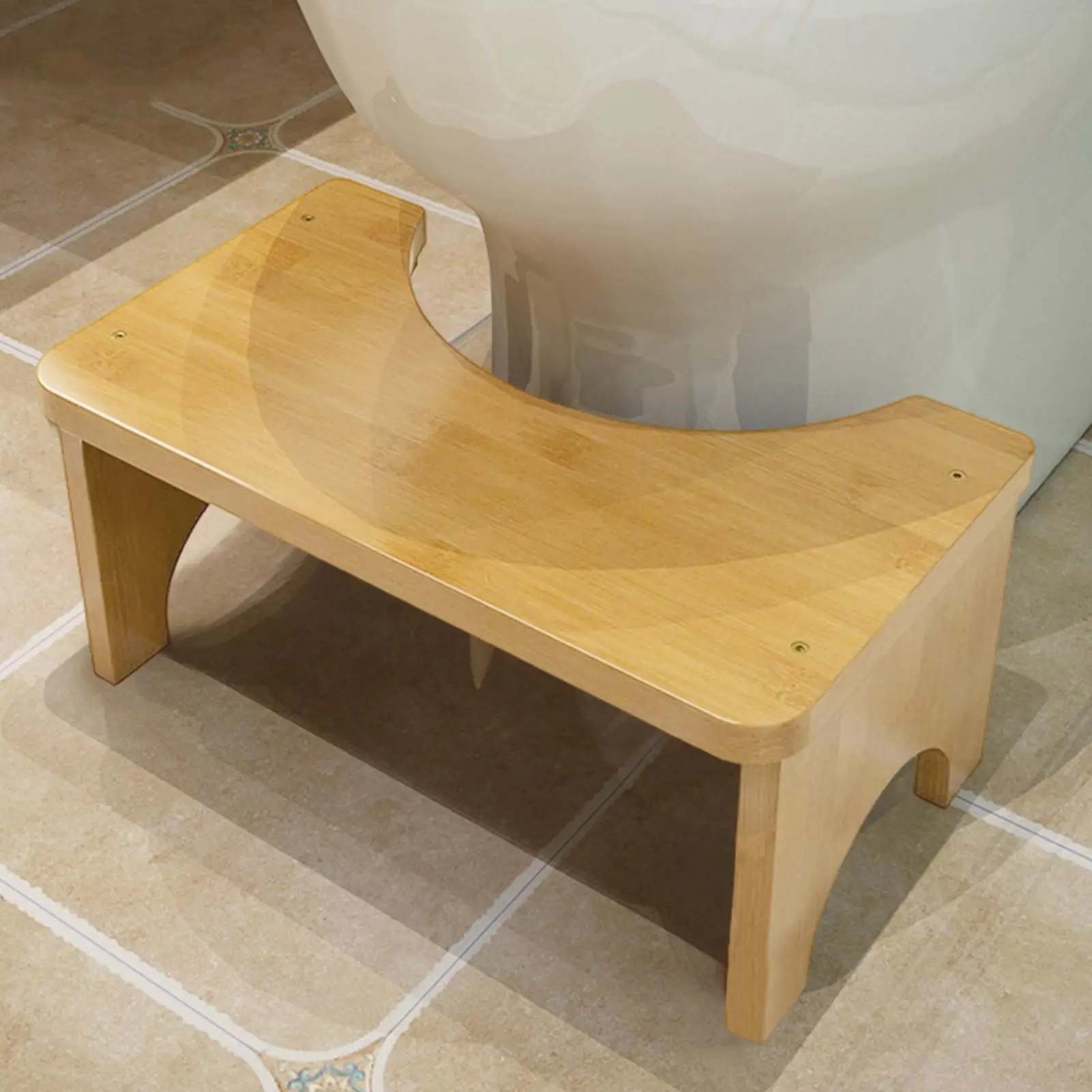 No Installation Not-Slip Bathroom Toilet Stool Upgrade Bamboo Squatting Toilet Stool for Adults Children
