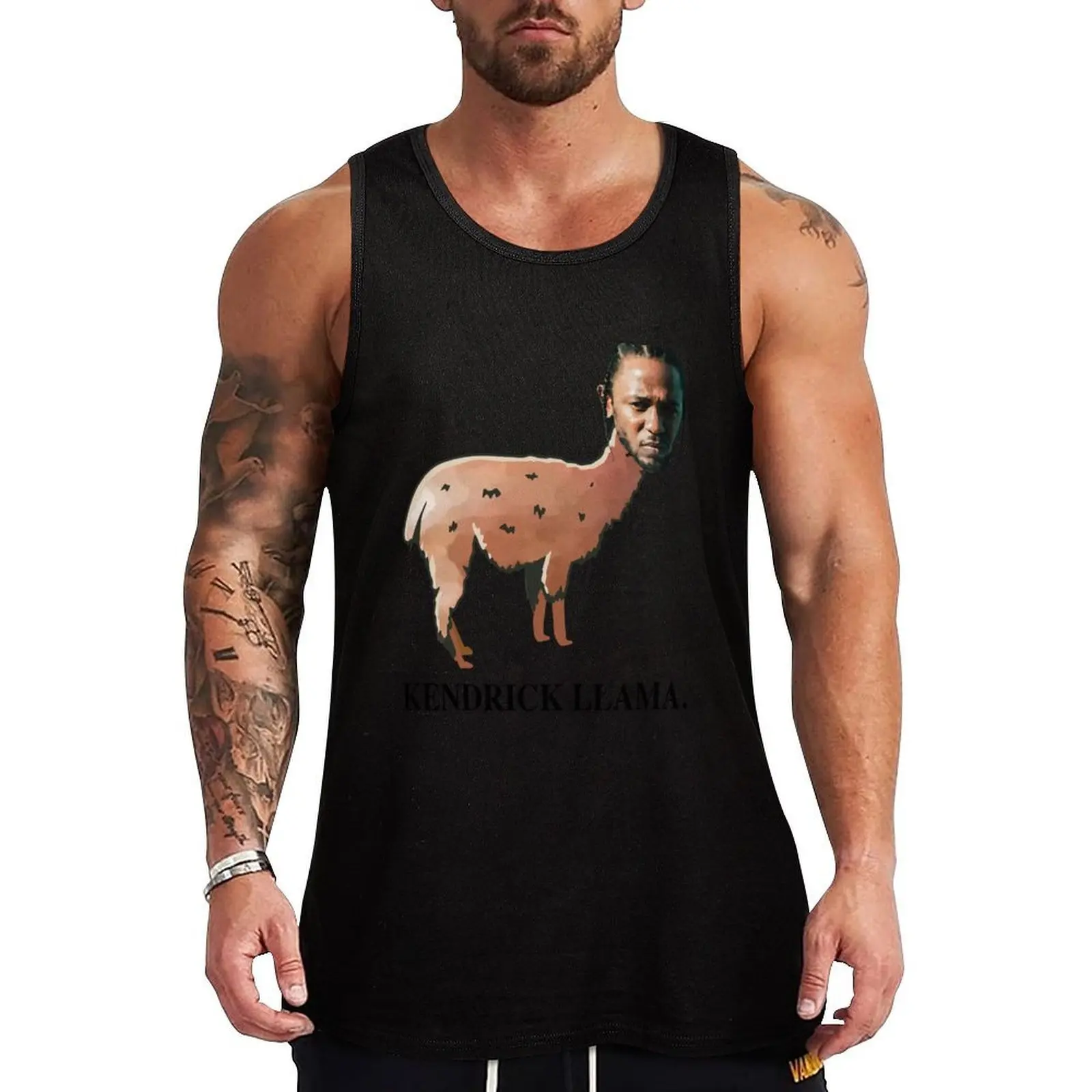 

KENDRICK LLAMA. (with text) Tank Top Workwear Tank Top Durable Sleeveless Casual Shirt