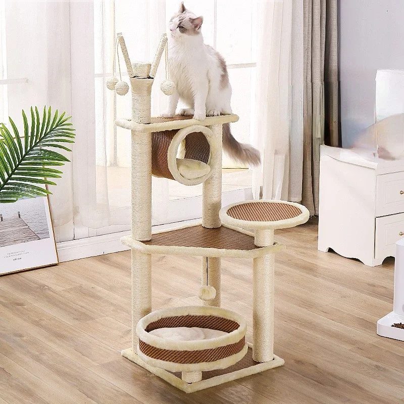 Small cat climbing frame, solid wood cat nest, sisal cat grabbing board, toy jumping platform grabbing column