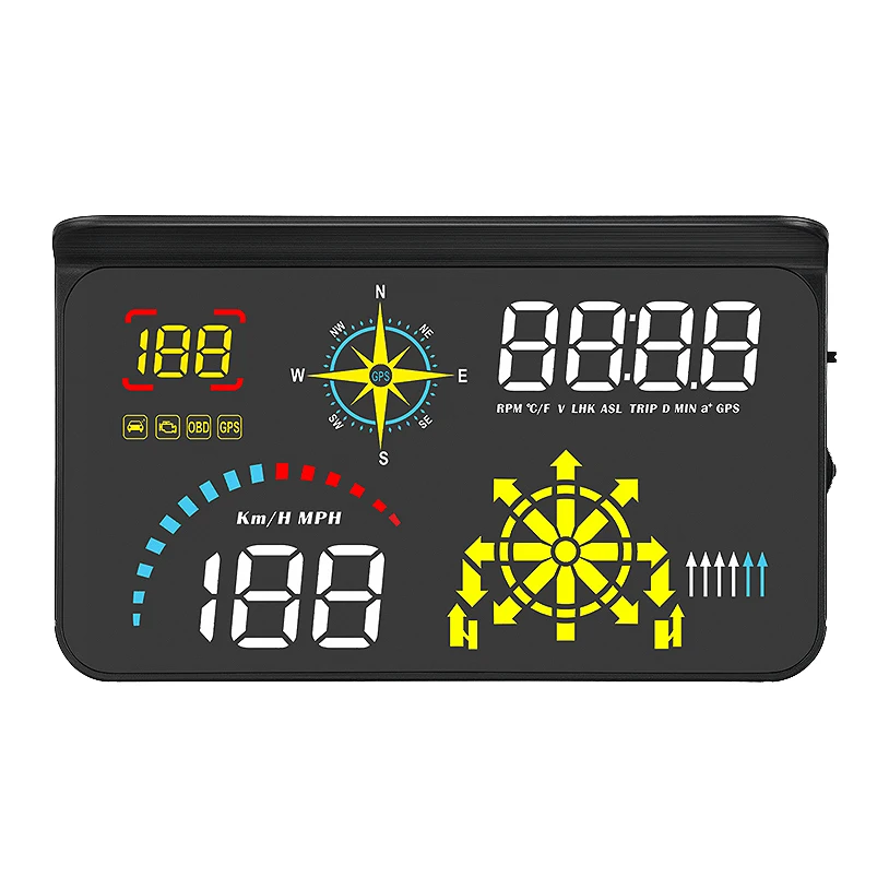 

Car Head Up Diaplay Q10 HUD OBD2 Navigation Display GPS Gauge Speed Water Temperature Digital Speedometer Windshield Projector