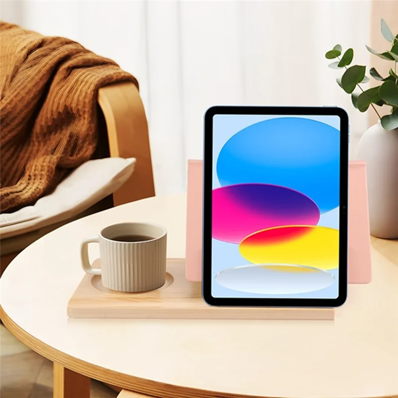 

A13E-Wooden Reading Stand Removable Triangle Book Stand With Cup Holder Multifunctional Recipe Shelf For Desktop Cartoon Girl