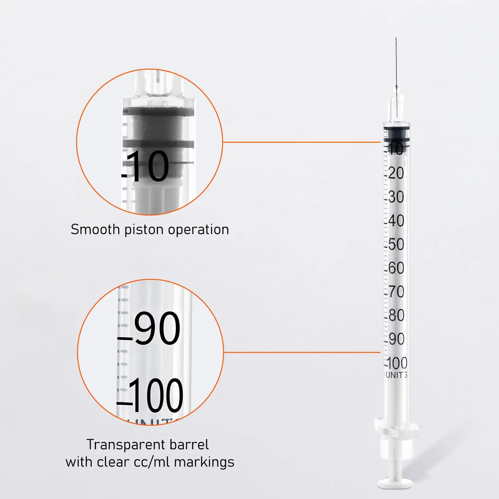 100 siringhe sterili monouso da 1 ml con ago in acciaio inossidabile 30Ga 8 mm, confezionate singolarmente per strumenti di misurazione da laboratorio, alimentazione degli animali domestici
