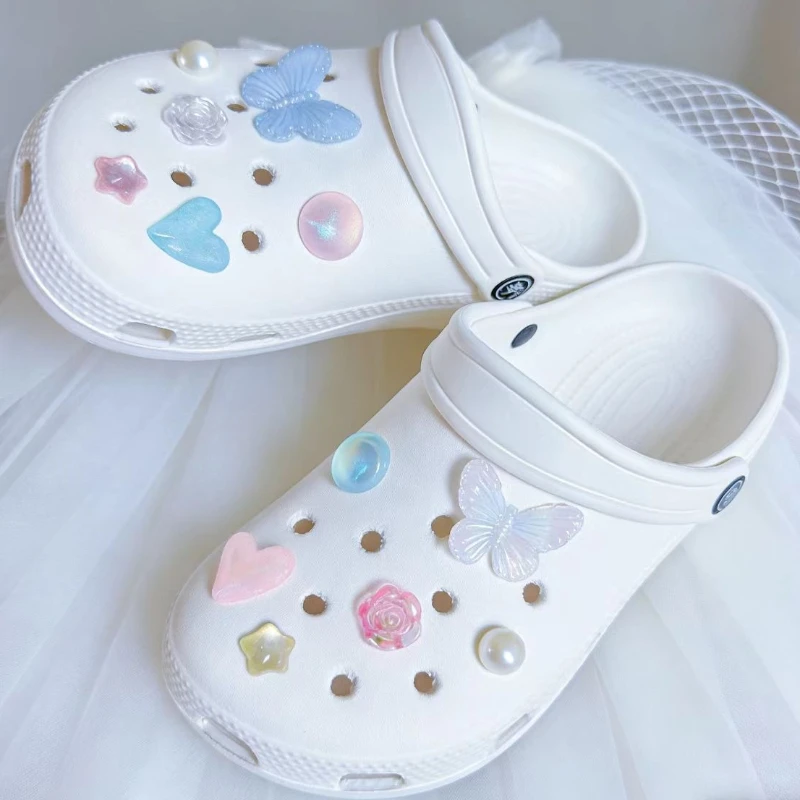 New Butterfly Love Designer Hole shoe Charms Set Fit Children Decorations For Shoes Ornaments Women Accessories Pins Wholesale
