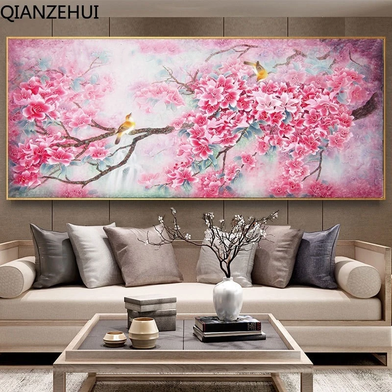 

DIY full Diamond Embroidery,Round Diamond Bird Flower Plum Blossom Ancient Living room decoration rhinestone Diamond painting