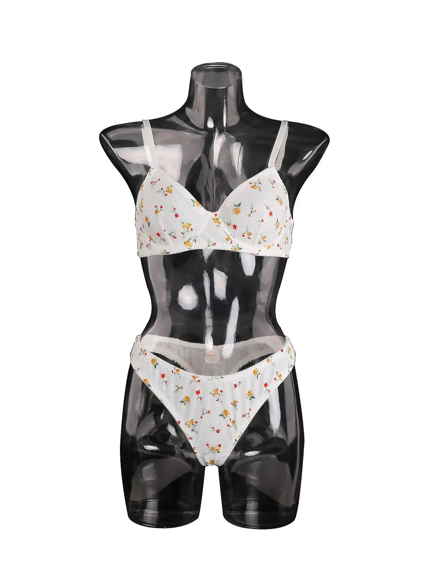 Novo estilo casual francês biquíni sexy floral impressão sem costas profundo v suspensórios sem mangas biquíni para praia férias festa na piscina rvjp