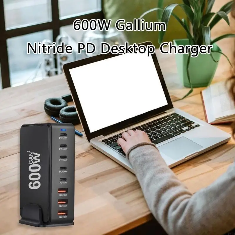 

8 Port USB C USB A Chargers Fast Charging 600W Desktop GaNs Charging Station Adapters for Phone Tablets