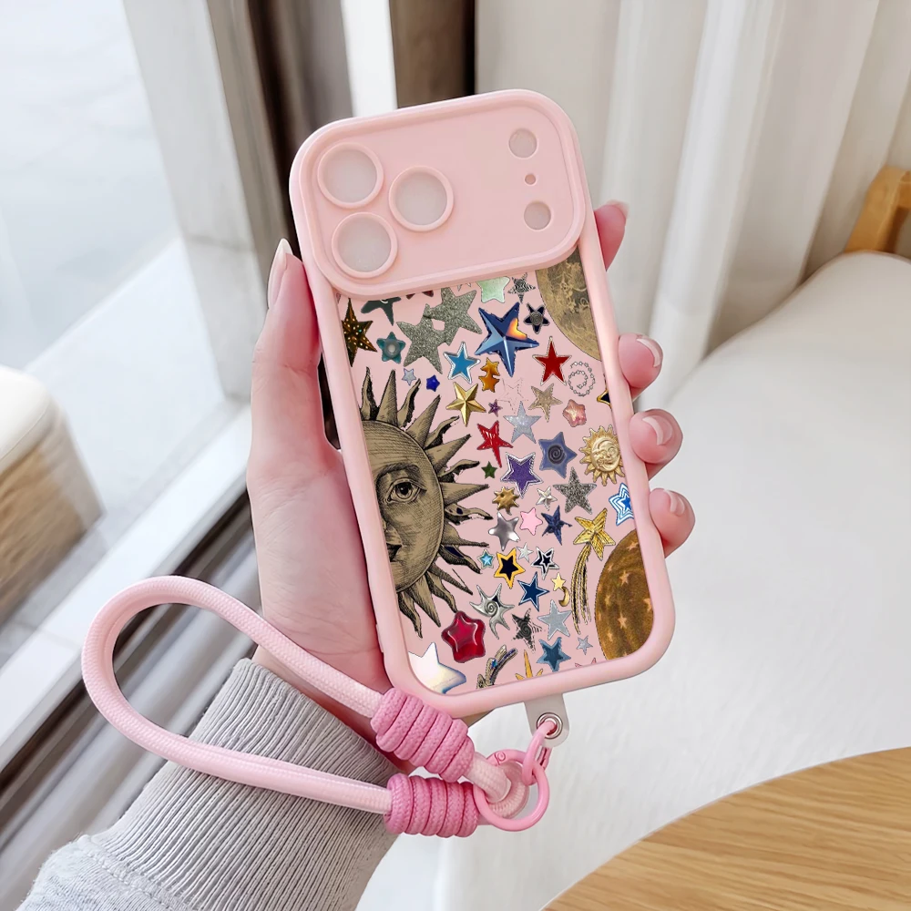 Handyhülle für Samsung Galaxy Note 20 S25 S26 Plus S24 FE S25 S24 Ultra A57 A07 5G Stern Mond Sonne Collage Lanyard Silikonhülle – Detail 1