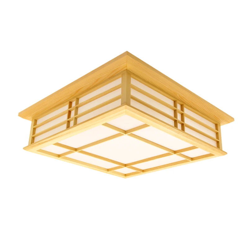 55x55cm Modern LED Lighting Flush Mount Ceiling Fixtures Light Solid Wood Japanese Room Tatami LED Lamp Ceiling Lamp Natural