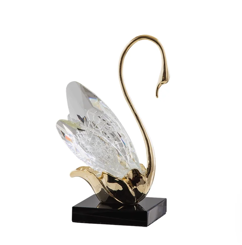 

Modern light luxury crystal swan ornaments creative practical living room wine cabinet entrance decoration wedding gift