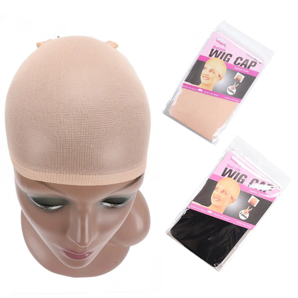 

2pcs Black Brown Stretch Mesh Wig Cap Hair Net for Weave Top Stocking Free Size Mesh Wig Cap for Making Wigs