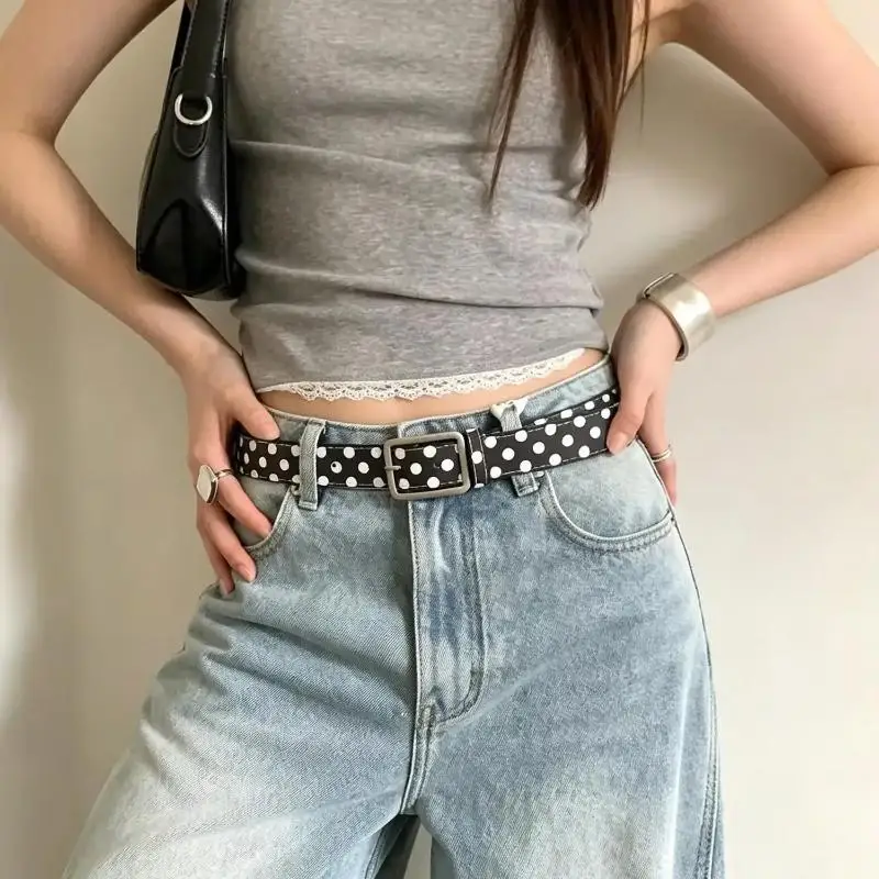 Gepunkteter Gürtel aus Kunstleder, verstellbare Metallschnalle, süßer Aufdruck für Jeans, Kleider, lässige Alltagskleidung – Detail 12